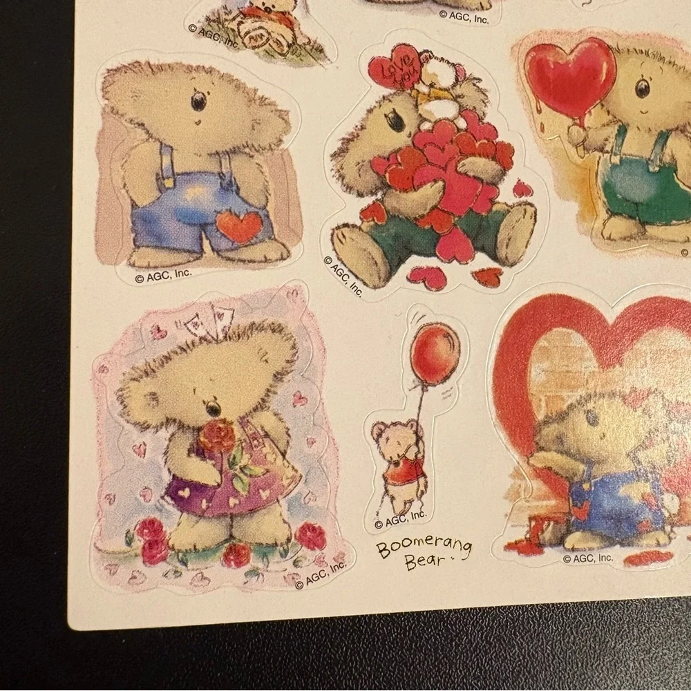1 Sheet of Vintage AGC Heart Koala Stickers - 12 Stickers on the Sheet